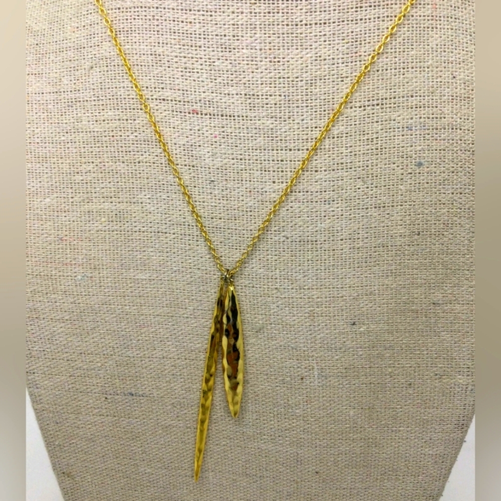 Gorjana Goldtone Hammered Charm Necklace NWOT 31"